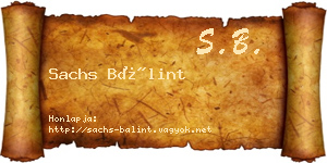 Sachs Bálint névjegykártya