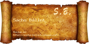 Sachs Bálint névjegykártya
